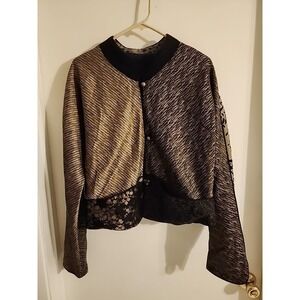 Kd. Spring Vintage Mixed Media Mixed Button Metallic Bolero Jacket Size XL